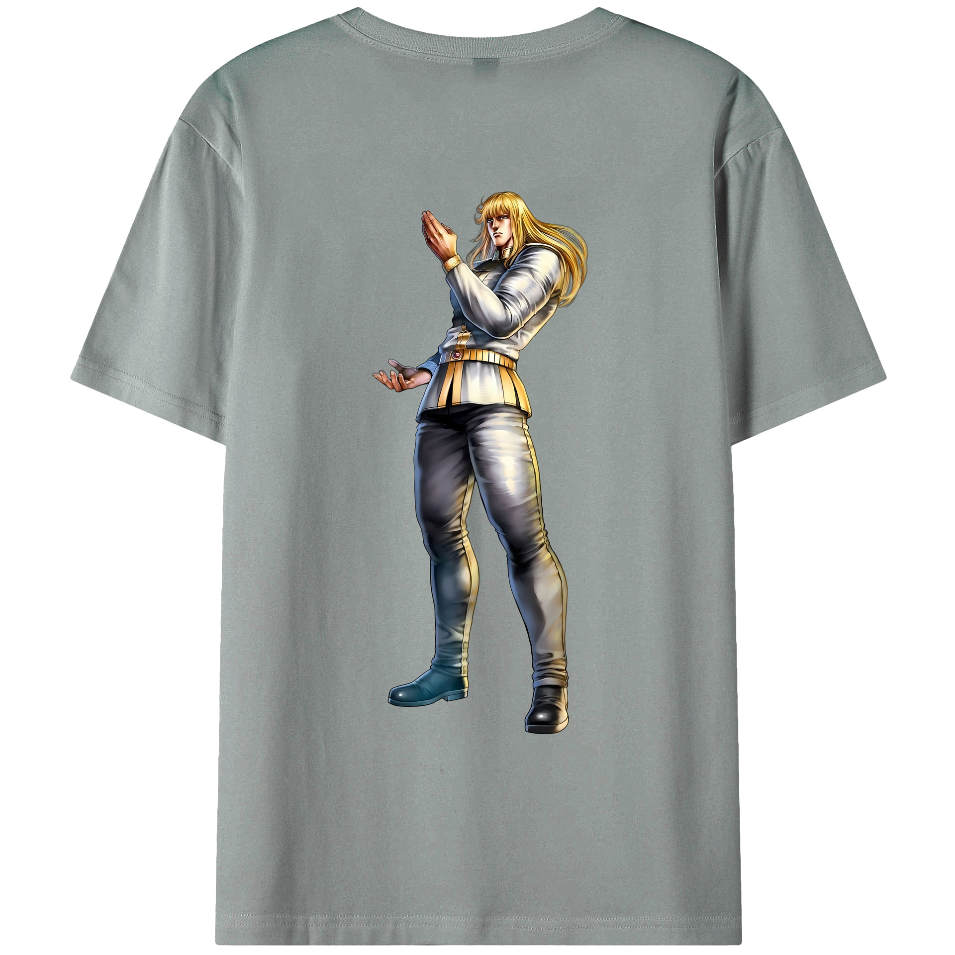 （画像用） 北斗の拳 Fist of the North Star 綿100％ メンズ半袖Tシャツ（バックプリント） 通気性